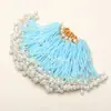 Pingentes de Borla DIY com Contas de Vidro Estilo Antigo para Acessórios Hanfu, Grampos de Cabelo de Rattan Artesanais, Enfeites