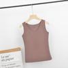 Camisola de Terciopelo Transfronteriza Estilo Coreano Ajustada Ajustada Pequeña Interior Cuello Redondo Sin Mangas Color Sólido Camiseta Base de Mujer para Otoño e Invierno