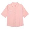 Camisa Color Macaron Top Elegante para Mujer Verano Talla Grande Chica Gordita Look Delgado Casual Combinable Camisa de Manga Corta 65013