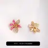 Cuentas espaciadoras de pétalos con goteo de aceite incrustadas de circonita chapadas en oro de 14k que conservan el color, hilo de cuentas de pulsera de perlas de cristal DIY hechas a mano, accesorios de joyería