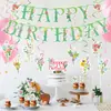 Set de Fiesta de Cumpleaños Temático Floral Transfronterizo, Guirnalda Floral Fresca, Decoraciones Colgantes Espirales, Accesorios de Decoración para Cumpleaños de Primavera