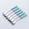Tazas de Almacenamiento de Tenedores de Fruta de Cerámica de Lujo Ligero Alto Valor de Color Juego de Cubiertos de Acero Inoxidable Tenedor de Fruta Tenedor de Mesa para el Hogar