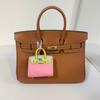Nova Bolsa Platina Cor Macaron Doce Mini Formato Bolsa Platina Padrão Palma Couro Sintético Enfeites Pingente Carro