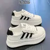 Zapatos Blancos de Cordones con Suela Gruesa de Piel de Vaca de Primera Capa para Mujer 2026 Nuevos Versátiles Casuales Deportivos de una Sola Pieza