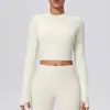Chaqueta Deportiva para Correr al Aire Libre, Yoga, Cremallera Corta, Adelgazante, Fitness, Manga Larga, Secado Rápido tipo Nube, Ropa de Yoga para Mujer