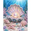 Kit de Pintura de Perlas DIY Mundo Marino: Tortuga, Delfín, Concha y Coral, 30x40cm, Paquete de Materiales para Pintura de Diamantes Hecha a Mano