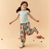 Camiseta Suave de Seda de Hielo para Niños Verano Estilo Coreano Niñas Borde Fruncido Color Sólido Manga Corta Versátil Casual Camiseta Básica