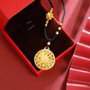 Estilo chinês Oco Fu Personagem Babao Compassel Areia Colar de Ouro Feminino Luxo Leve High-end Retro Estilo Nacional Jóias Jóias