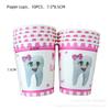 Dientes Rosas Cumpleaños Infantil Desechables Suministros para Fiesta Charola de Papel Servilleta Caja de Flor de Arroz Mantel Globo Triangular Sombrero