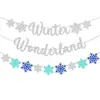 Banner de Floco de Neve com Glitter Wonderland de Inverno Decoração de Natal Guirlanda de Festival de Inverno Adereços de Foto Festa Decoração de Casa