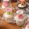 Caja de Empaque para Cupcakes, Portavasos de Papel Transparente para Muffins, Caja de Ampolla para Postres Mousse, Empaque Individual para 1/2 Taza