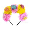 Diadema para Fiesta de Disfraces de Halloween Diadema de Flores Retro Falsas Negra Roja Naranja Rosa Accesorio para el Cabello Festivo para Mujeres