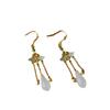 Pendientes de jade Hetian Loulan dorado con incrustaciones de jade y orquídea en plata 925, moda nacional, estilo étnico, cloisonné, estilo Palacio femenino