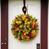 Decoración colgante de planta de simulación transfronteriza decoración del hogar flor artificial colgante de puerta accesorios de fotografía corona de eucalipto de color