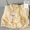 Conjunto de Pijama de Primavera para Mujer con Sujetador Incorporado, Lindo Cachorro de Dibujos Animados, Manga Larga, Pantalón Largo, Holgado, Se Puede Usar al Aire Libre, Conjunto para Estar en Casa