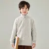 Suéter de lana para niños y niñas, suéter de punto trenzado con cuello alto y media cremallera, top pullover engrosado para otoño e invierno con puntos de colores para niños mayores