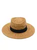 Popular de Verano Francés Retro Sombrero Pequeño de Copa Plana Visera de Protección Solar para Vacaciones en la Playa Sombrero de Paja Tejido a Mano