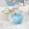 Chaveiro Criativo de Coração Preenchido com Óleo Acrílico com Pingente de Areia Líquida, Chaveiro Acessório de Decoração para Mochila de Casal Garrafa de Óleo