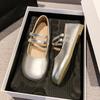 Zapatos Planos de Boca Baja con Plataforma Interna Estilo Francés para Mujer Verano 2025 Nuevo Estilo con Falda Zapatos de Punta Cuadrada Versátiles Zapatos Mary Jane