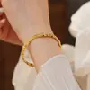 Pulseira Aberta Floral Esmaltada do Mesmo Estilo da Loja de Ouro, Modelo Feminino, Cor Duradoura, Novo Estilo Chinês, Pulseira com Toque de Luxo