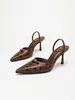 Zapatos de tacón alto para mujer con estampado de piedra al por mayor, moda, elegantes, versátiles, punta fina, punta cerrada, sandalias de tacón fino, novedad de otoño, transfronterizo