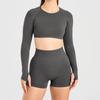 Blusas Longas Europeias e Americanas para Yoga, Pilates e Fitness para Mulheres Usarem ao Ar Livre com Design de Costas Vazadas Camisetas Esportivas Roupas de Yoga
