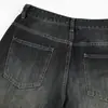 Jeans Rectos Florales Lavados Vintage Desgastados Unisex Sueltos Estilo High Street Americano Pantalones Largos Versátiles Pantalones de Mezclilla