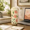 Taza aislada de acero inoxidable 316 con doble popote, múltiples diseños, portátil con correa para llevar, adecuada para el trabajo y uso en el coche