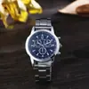 Relógio Masculino Transfronteiriço com Pulseira de Aço, Relógio de Quartzo Popular com Três Mostradores, Relógio Masculino Moderno de Liga Leve com Luz Azul, Venda Direta da Fábrica