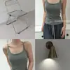 Camisola de cashmere de fio fino de algodão de Xinjiang, costas cruzadas, cor sólida simples, alças finas, modeladora e sutilmente estilosa 28115