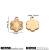 Colgante de Acero Inoxidable de Trébol de Cuatro Hojas Colgante con Patrón en Relieve de 18 Quilates Accesorios de Joyería para Pulsera Collar Pendiente DIY