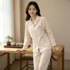 Nuevos pijamas para mujer para otoño e invierno, engrosados, estilo de dibujos animados lindos para niñas, conjunto de ropa de casa de terciopelo de isla de manga larga