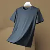 Camiseta Masculina Verão 2023 Manga Curta Casual de Negócios Cor Sólida Gola Redonda Moda Casual Top