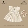 Vestido de Niña Verano Nuevo Estilo Bebé e Infantil Clase A Vestido de Princesa para Bebé Cuello de Muñeca Estampado con Fresas Pequeñas Ropa Infantil