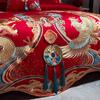 Juego de Cuatro Piezas para Boda Estilo Chino 160S Algodón de Fibra Larga de Xinjiang, Algodón Puro, Bordado Rojo de Boda, Ropa de Cama de Lujo Ligero para Bodas