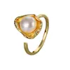 Anillo de Loto Grande de Perla Estilo Francés para Mujer, Diseño de Nicho, Estilo Minimalista, Anillo Único para Dedo Índice, Anillo Elegante Irregular Vintage