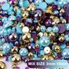 Perlas de ABS de Alto Brillo Coloridas Galvanizadas de Media Ronda Mezcladas con Pedrería de Resina 3-10 mm Perlas de ABS de Venta Caliente en Amazon Joyería DIY