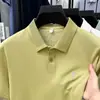 Camisa Polo de Manga Corta Fina de Seda para Hombre, Estilo Ralph Lauren, Camiseta Transpirable de Algodón y Lino con Cuello de Solapa