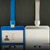 Porta-Crachá de Alumínio Anti-Magnético de Face Única com Cordão Porta-Crachá de Metal para Trabalho Cartão de Acesso de Estudante Porta-Cartão de Ônibus