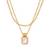 Accesorios Maillard Colgante Rectangular de Concha Collar de Cadena Doble Capa Acero de Titanio Oro de 18 Quilates Versátil Nicho Joyería Elegante