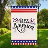 Bandeiras de Jardim Temu Transfronteiriças Novo Material de Linho Celebração do Dia da Independência Decoração de Jardim Bandeiras de Estrela e Listra Estampa de Flores