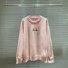 Logo de letras por toda la prenda, Suéter de punto con cuello redondo, Top casual holgado unisex, Estilo europeo y americano, Corte holgado
