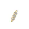 Acessórios de joias diy material fabricantes banhado a ouro zircônia cravejada furo duplo broca redonda pulseira colar haste de conexão pingente