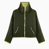 Jaqueta de Tricô Color Block Europeia e Americana para Comércio Exterior, Suéter de Tricô Color Block Casual da Moda Europeia e Americana Mais Vendido no Aliexpress