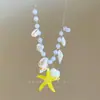 Estrela do Mar Concha Pérola Corrente para Clavícula Feminina Design de Nicho Colar Acessório para Foto na Beira-Mar
