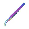 Pinzas para Pestañas Postizas de Punto de Fábrica Pinzas para Pestañas Postizas Graftadas Pinzas Hermosas para Pestañas Pinza de Pluma Dorada Floreciente Rizador de Pestañas Estilo Titanio de Color