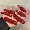 Grampo de Cabelo Vermelho com Design de Coração e Letra Dourada para Atmosfera de Ano Novo, Grampo de Franja de Alta Qualidade, Penteadeira para Cabelos Soltos