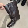 Nueva colección de otoño e invierno: botas de moda para mujer, de punta cuadrada, holgadas, hasta media pantorrilla, botines y botas de ciclismo