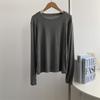 Camiseta Interior de Tencel Suave y Corto con Mangas Largas Otoño Nueva Ajustada con Efecto Adelgazante