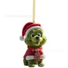 2023 transfronterizo nuevo colgante de Grinch navideño monstruo de pelaje verde decoración de árbol de Navidad colgante plano acrílico